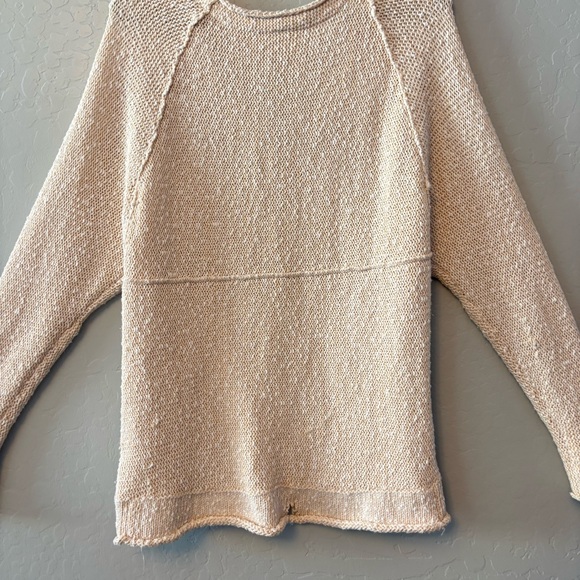 Free people marled bright lights open stitch sweater in beige color small - Picture 12 of 16